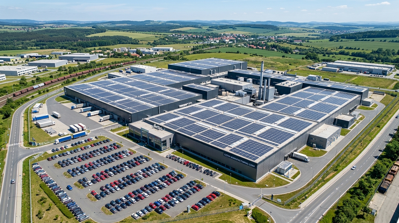 Průmyslová hala se solárními panely